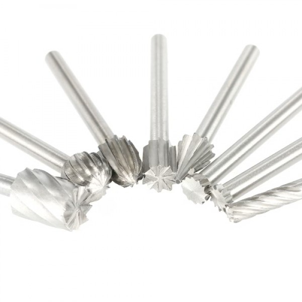 20PCS 3mm Shank HSS CNC Rotary Burrs Set Tools File Milling Cutter Engraving Bits for Drilling Woodwork Electric Grinding Access