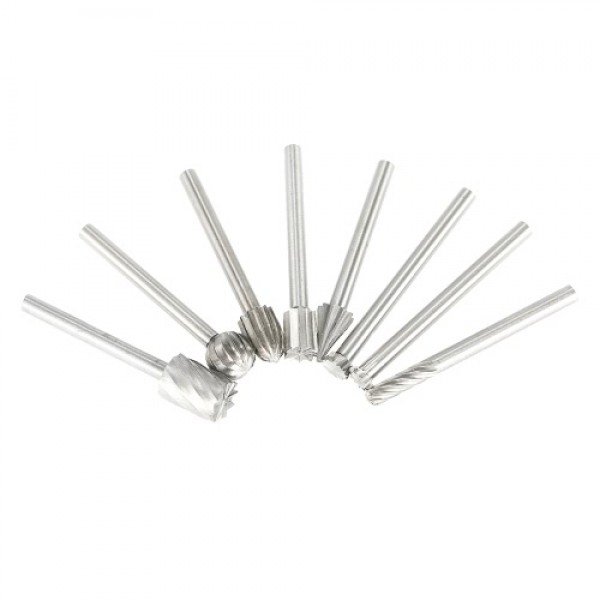 20PCS 3mm Shank HSS CNC Rotary Burrs Set Tools File Milling Cutter Engraving Bits for Drilling Woodwork Electric Grinding Access