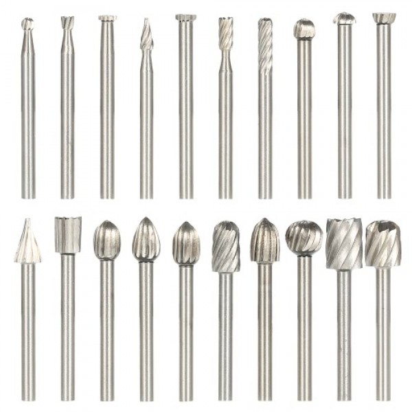20PCS 3mm Shank HSS CNC Rotary Burrs Set Tools Fil...