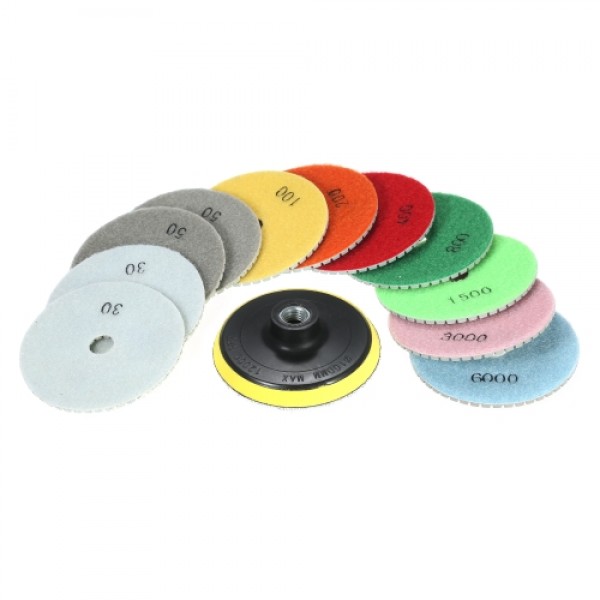 11pcs 4" Diamond Wet Polishing Pads Grinding ...