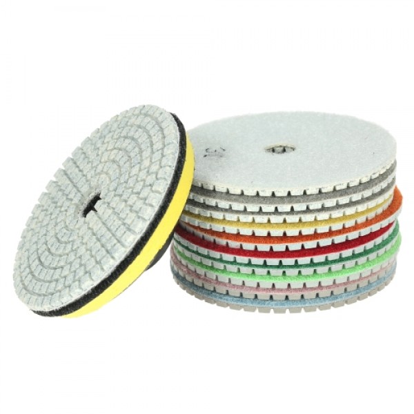 11pcs 4" Diamond Wet Polishing Pads Grinding Disc + 1pc Backing Pad for Granite Marble Stone Ceramic Tile Concrete
