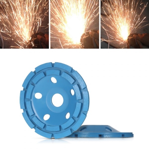 125mm 5" Diamond 2 Row Segment Grinding Wheel Disc Bowl Shape Grinder Cup 22mm Inner Hole for Concrete Granite Masonry Stone Cer