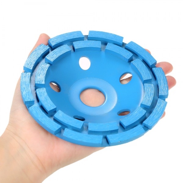 125mm 5" Diamond 2 Row Segment Grinding Wheel Disc Bowl Shape Grinder Cup 22mm Inner Hole for Concrete Granite Masonry Stone Cer