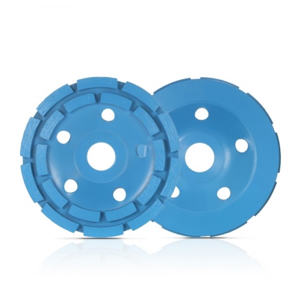 125mm 5" Diamond 2 Row Segment Grinding Wheel Disc Bowl Shape Grinder Cup 22mm Inner Hole for Concrete Granite Masonry Stone Cer