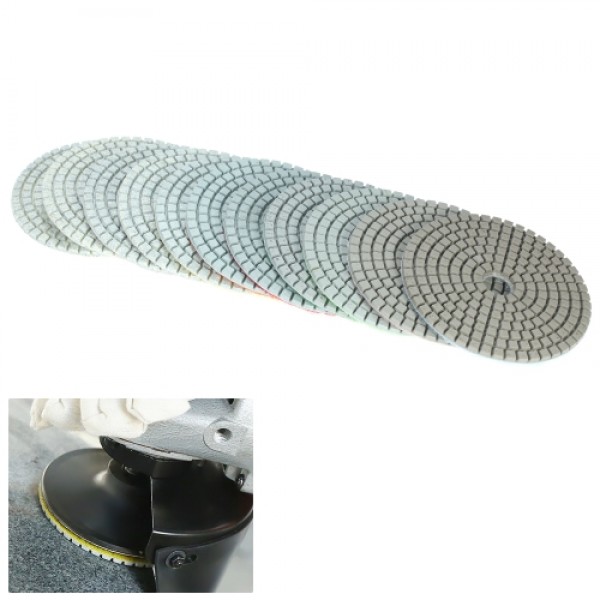 11pcs 4" Diamond Wet Polishing Pads Grinding Disc + 1pc Backing Pad for Granite Marble Stone Ceramic Tile Concrete