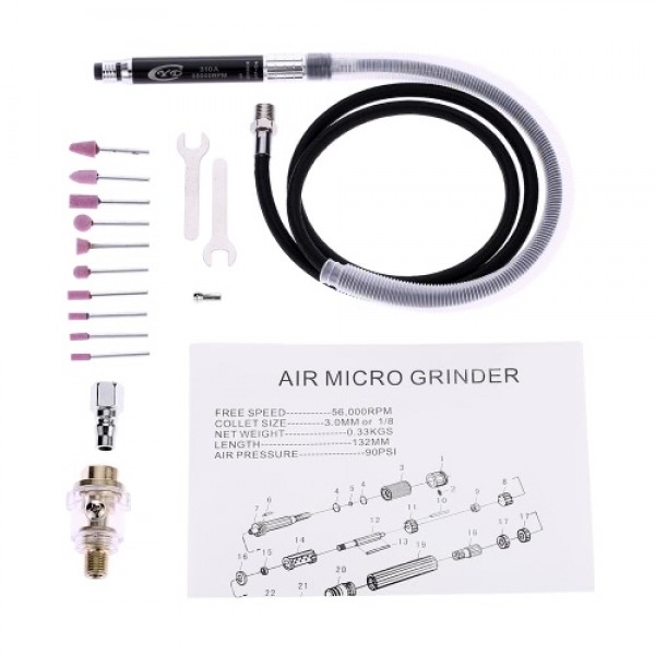 Multi-function Mini Pencil Polishing Rotary Cutting Tool Set Professional Air Micro Die Grinder Kit 16pcs 65000 RPM