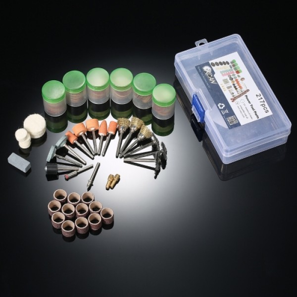 217pcs 1/8" Shank Rotary Tool Accessories Set Sanding Grinding Brushing Polishing Bits Accessory Kit with Storage Box for Dremel