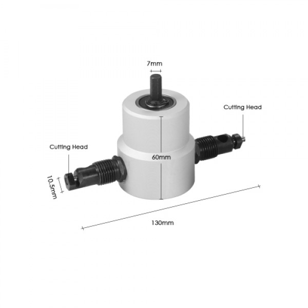 Double Head Nibble Metal Cutting Sheet Nibbler Saw Cutter 360 Degree Adjustable Drill Attachment Power Tool Accessories Cutting 