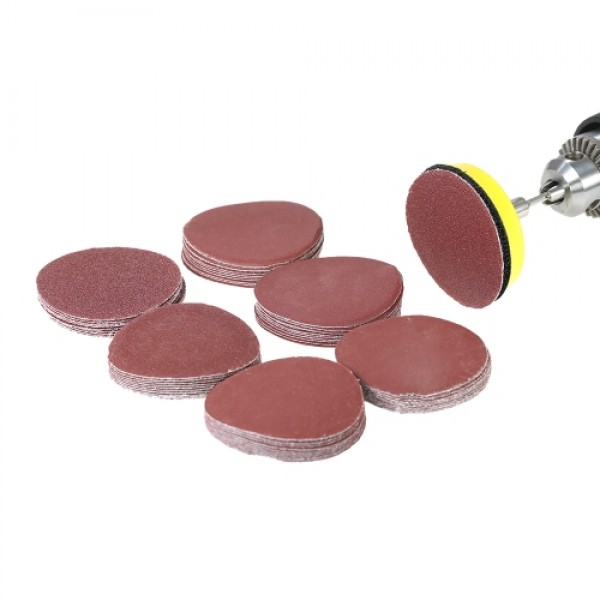 60PCS 50mm 2" Sander Disc Sanding Disk 100-2000 Grit Paper with 2inch Abrasive Polish Pad Plate for Dremel Rotary Tool