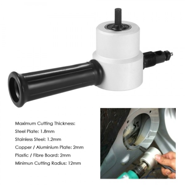 Double Head Nibble Metal Cutting Sheet Nibbler Saw Cutter 360 Degree Adjustable Drill Attachment Power Tool Accessories Cutting 