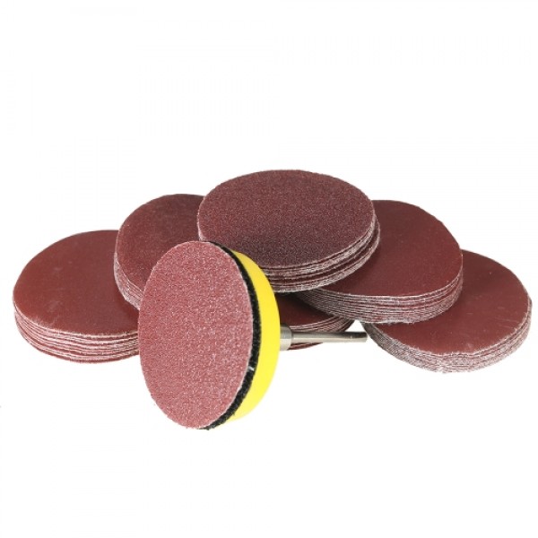 60PCS 50mm 2" Sander Disc Sanding Disk 100-2000 Grit Paper with 2inch Abrasive Polish Pad Plate for Dremel Rotary Tool