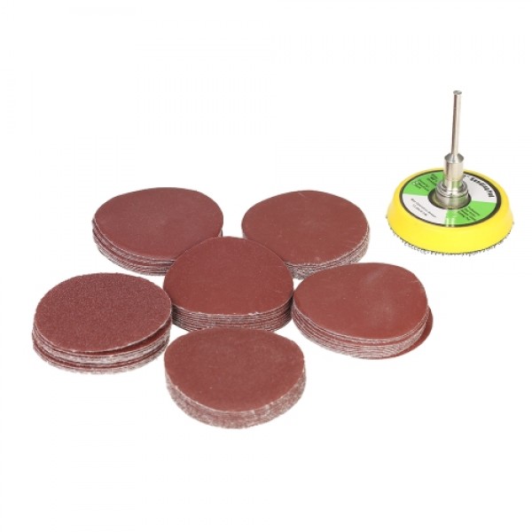 60PCS 50mm 2" Sander Disc Sanding Disk 100-2000 Grit Paper with 2inch Abrasive Polish Pad Plate for Dremel Rotary Tool