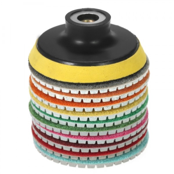 10pcs 3" Diamond Flexible Wet Polishing Pads Grinding Disc + 1pc Backing Pad for Granite Marble Stone Ceramic Tile Concrete