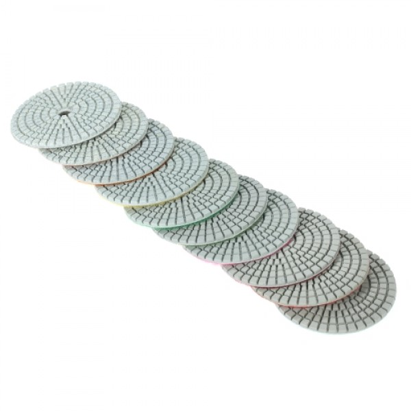 10pcs 3" Diamond Flexible Wet Polishing Pads Grinding Disc + 1pc Backing Pad for Granite Marble Stone Ceramic Tile Concrete