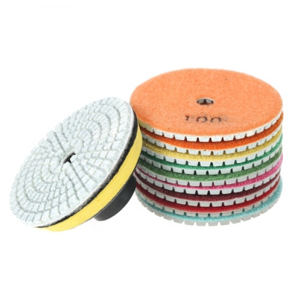 10pcs 3" Diamond Flexible Wet Polishing Pads Grinding Disc + 1pc Backing Pad for Granite Marble Stone Ceramic Tile Concrete