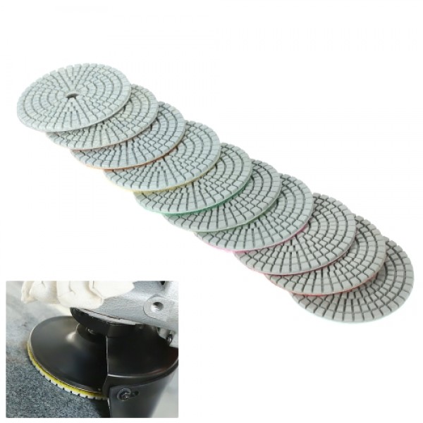 10pcs 3" Diamond Flexible Wet Polishing Pads Grinding Disc + 1pc Backing Pad for Granite Marble Stone Ceramic Tile Concrete
