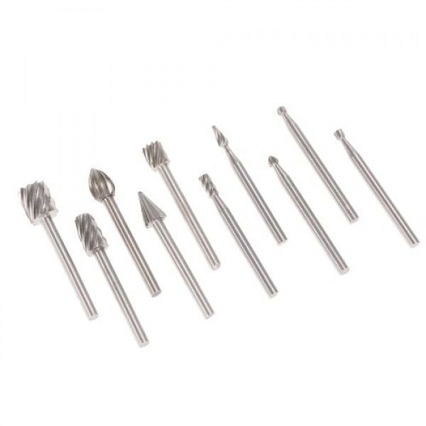 Electric Grinding Accessories 10pcs 3mm Shank HSS Router Bits Rotary Burr for Drill Woodworking Tool Set CNC Engraving
