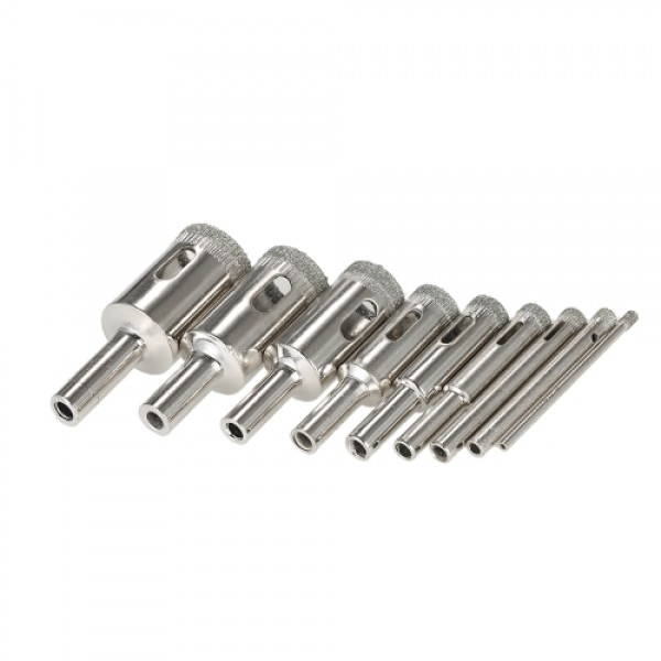 14PCS 3-70mm Glass Hole Saw Kit Diamond Coated Core Hole Saw Marble Drill Bit Tile Ceramic Glass Porcelain Drilling