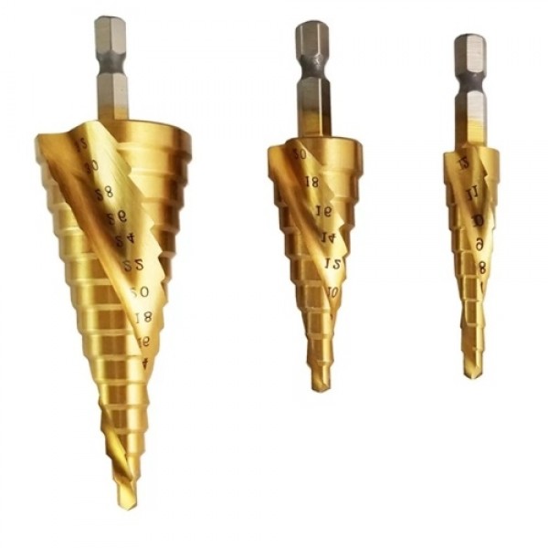 Spiral Grooved Step Drill Bit Set 4mm to 12mm/20mm...