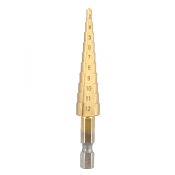 3 Pcs/set HSS Titanium Coated Straight Flute Step Drill Bits Essential Hardware Tool Pagoda Drill Bit Set 3-12mm 4-12mm 4-20mm