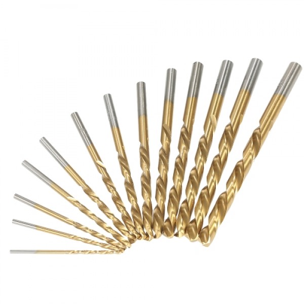 13pcs Left Handed Drill Bit Set M2 HSS with Titani...