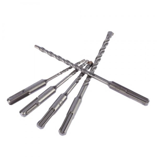 5pcs/set 2 Pits 2 Slots SDS Shank Electric Hammer Drill Bit Set SDS PLUS Rotary Hammer Impact Drill Bit Concrete Masonry Drill 4