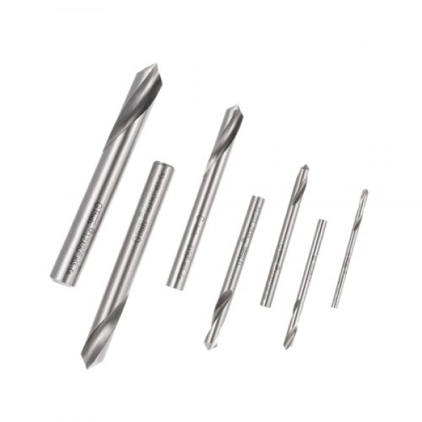 7pcs M42 HSS High Speed Steel Cobalt Spotting Drill Bits Set Round Shank 90 Degree Drilling Chamfering Tool
