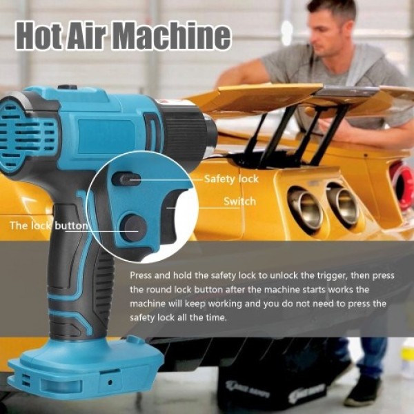 Cordless Handheld Hot Air Machine Lithium Rechargeable Heating Equipment Temperatures Adjustable Power Tool with 5 Nozzles 2 Scr