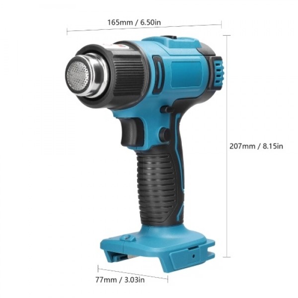 Cordless Handheld Hot Air Machine Lithium Rechargeable Heating Equipment Temperatures Adjustable Power Tool with 2 Nozzles