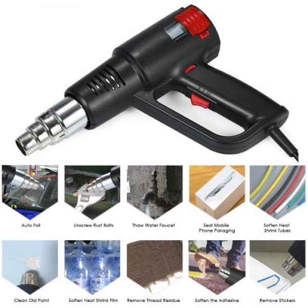 2000W Industrial Fast Heating Hot Air Gun LCD Digital Temperature-controlled High Quality Handheld Heat Blower Electric Adjustab