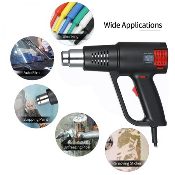 2000W Industrial Fast Heating Hot Air Gun LCD Digital Temperature-controlled High Quality Handheld Heat Blower Electric Adjustab
