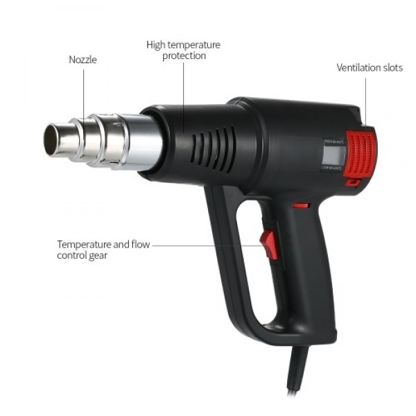 2000W Industrial Fast Heating Hot Air Gun LCD Digital Temperature-controlled High Quality Handheld Heat Blower Electric Adjustab