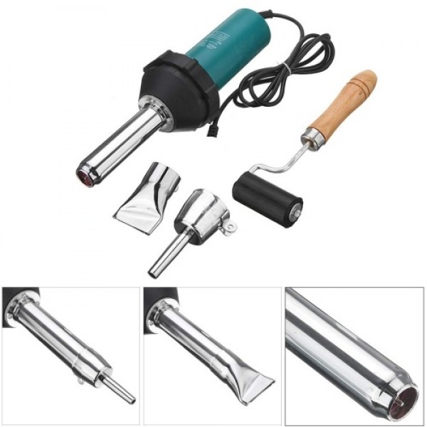1080W Welder Hot Air Adjustable Temperature Welding Heat Torch 2 Nozzle + Roller