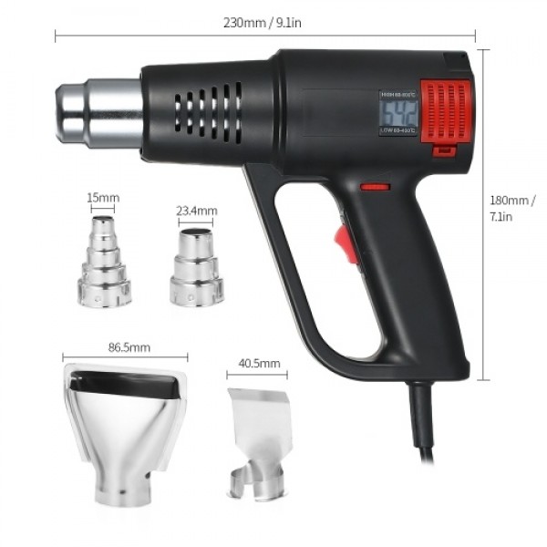 2000W Industrial Fast Heating Hot Air Gun LCD Digital Temperature-controlled High Quality Handheld Heat Blower Electric Adjustab