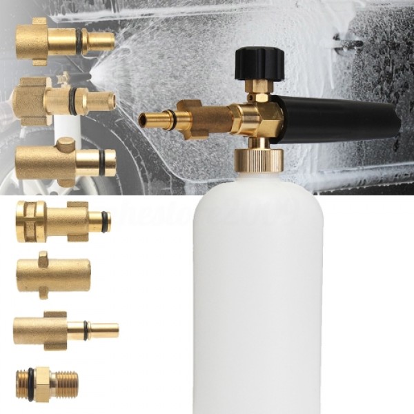 Adjustable Car Wash Snow Foam Lance Pressure Nozzle Soap Bottle Gun 1/4" Adapter for Karcher Bosch Lavor Nilfisk Bubble Foaming 