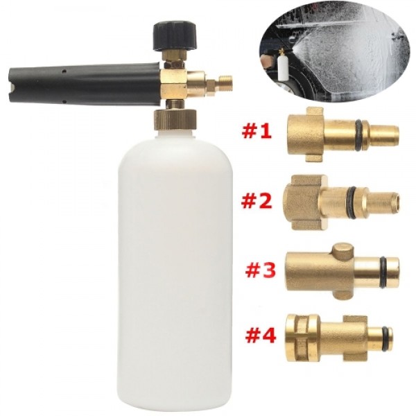 Adjustable Car Wash Snow Foam Lance Pressure Nozzle Soap Bottle Gun 1/4" Adapter for Karcher Bosch Lavor Nilfisk Bubble Foaming 