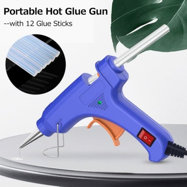 20W Portable Hot Glue Gun with 12 Glue Sticks Kids Handheld Mini Glue Gun Household Melt Glue Gun for DIY Arts Crafts Repair