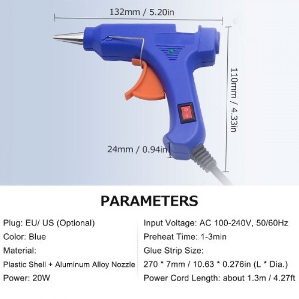 20W Portable Hot Glue Gun with 12 Glue Sticks Kids Handheld Mini Glue Gun Household Melt Glue Gun for DIY Arts Crafts Repair