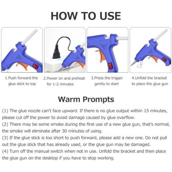 20W Portable Hot Glue Gun with 12 Glue Sticks Kids Handheld Mini Glue Gun Household Melt Glue Gun for DIY Arts Crafts Repair