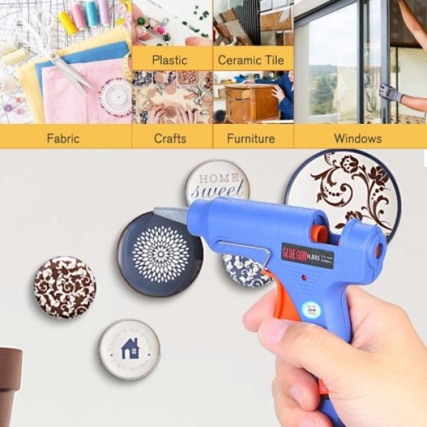 20W Hot Melt Glue Gun Hot Melt Glue Machine Multifunctional Industrial Household DIY Glue Gun with Switch Button Blue HJ005