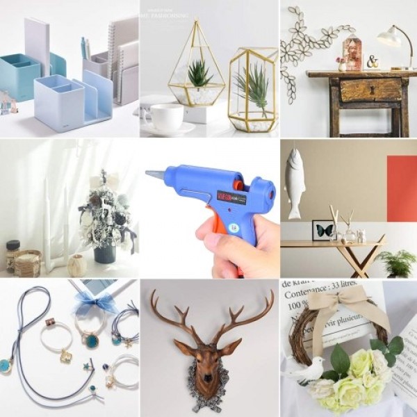 20W Hot Melt Glue Gun Hot Melt Glue Machine Multifunctional Industrial Household DIY Glue Gun with Switch Button Blue HJ005