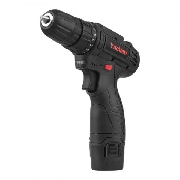 12V Cordless Screwdriver Yuclam Electric Screwdriver Two-Speed Rechargeable Drill with LED Light 25+1 Torque 3/8 Inch Chuck 50Nm