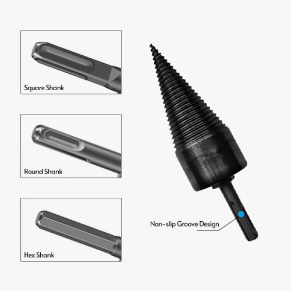 Firewood Drill Bit 3pcs Replaceable Shank Square Round Hex 32mm Sharp Head Woodworking Cut Tools for Electric Drill