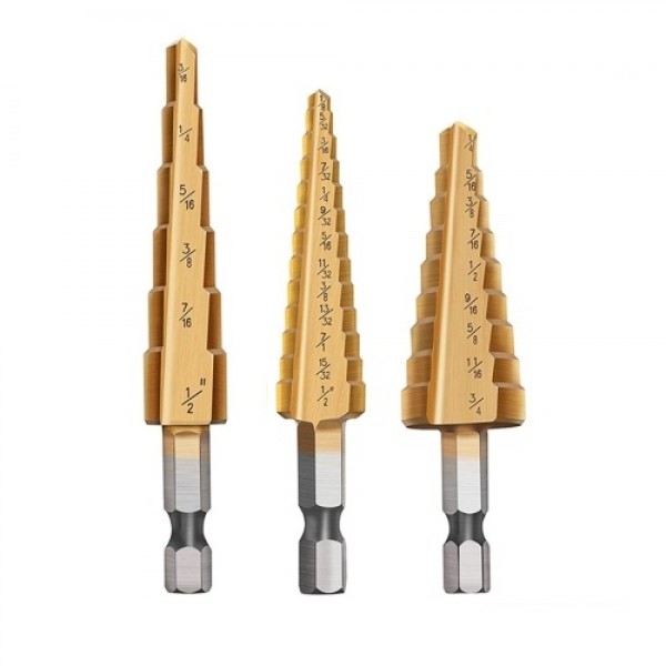 Step Drill Bit Set for Metal 3 Pcs/ Set High Speed...