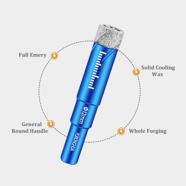 Dry Diamond Drill Bits Set 5PCS with 1/4 5/16 3/8 1/2 Inch for Granite Ceramic Marble Tile Stone Glass Diamond Coating