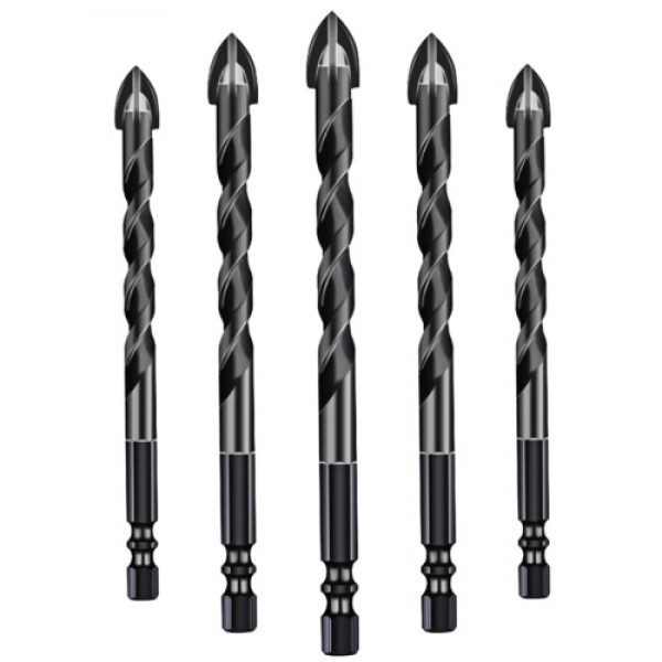 Masonry Drill Bits 10PCS for Tile Brick Glass Plastic Porcelain Marble Wood Ceramic Wall Mirror with 5 6 8 10 12mm   Black