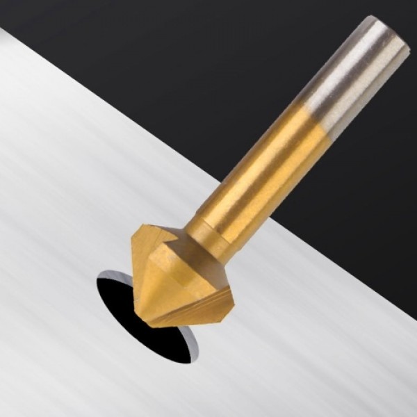 6 Pcs 90 Degree 3 Flute Titanium Coating Chamfering Cutter Drill Bits Chamfer Countersink Bits Set for Sink Holes Stainless Stee