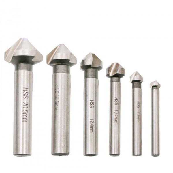 6 Pcs 90 Degree 3 Flute Titanium Coating Chamferin...