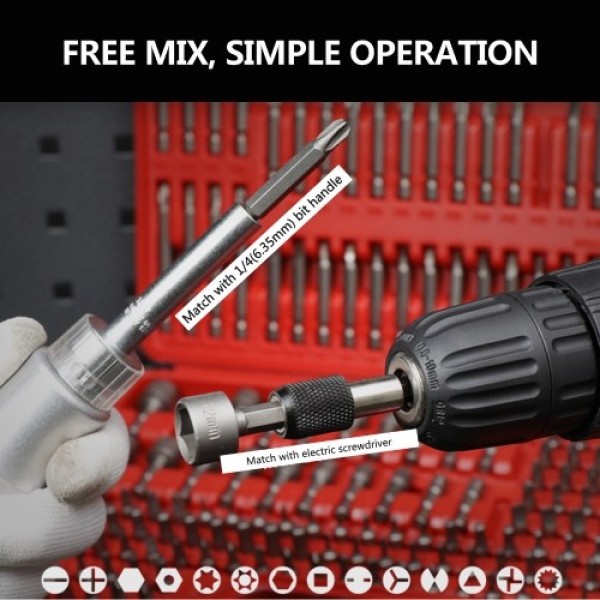 208Pcs Magnetic Screwdriver Bit Set Impact Ready Drill Driver Bits Tool Kit