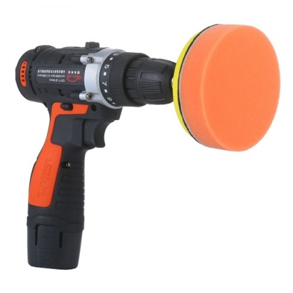 12V Cordless Drill / Driver Kit 1400rpm Variable Speed Polisher Car Buffer Waxer Set with Light Rechargeable Power Screwdriver w